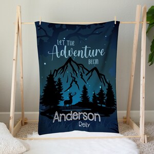 Adventure Begin baby blanket, Personalized Baby Blanket, Baby Name Blanket, Personalized Name Blanket, Custom Name Blanket