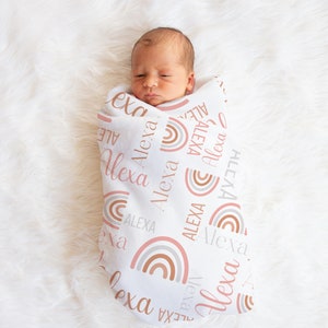 Personalized Rainbow Baby Blanket: Custom Name Minky Blanket