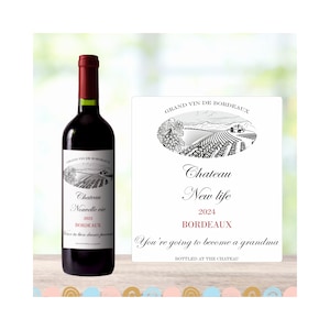 Wine Label Pregnancy Announcement - You're going to become a grandma -Etiquette annonce grossesse pour bouteille de vin - Future mamie