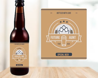 Anúncio de gravidez - Rótulo de cerveja - Futura tia - Futuro tio, padrinho, madrinha, avó, avô, pai