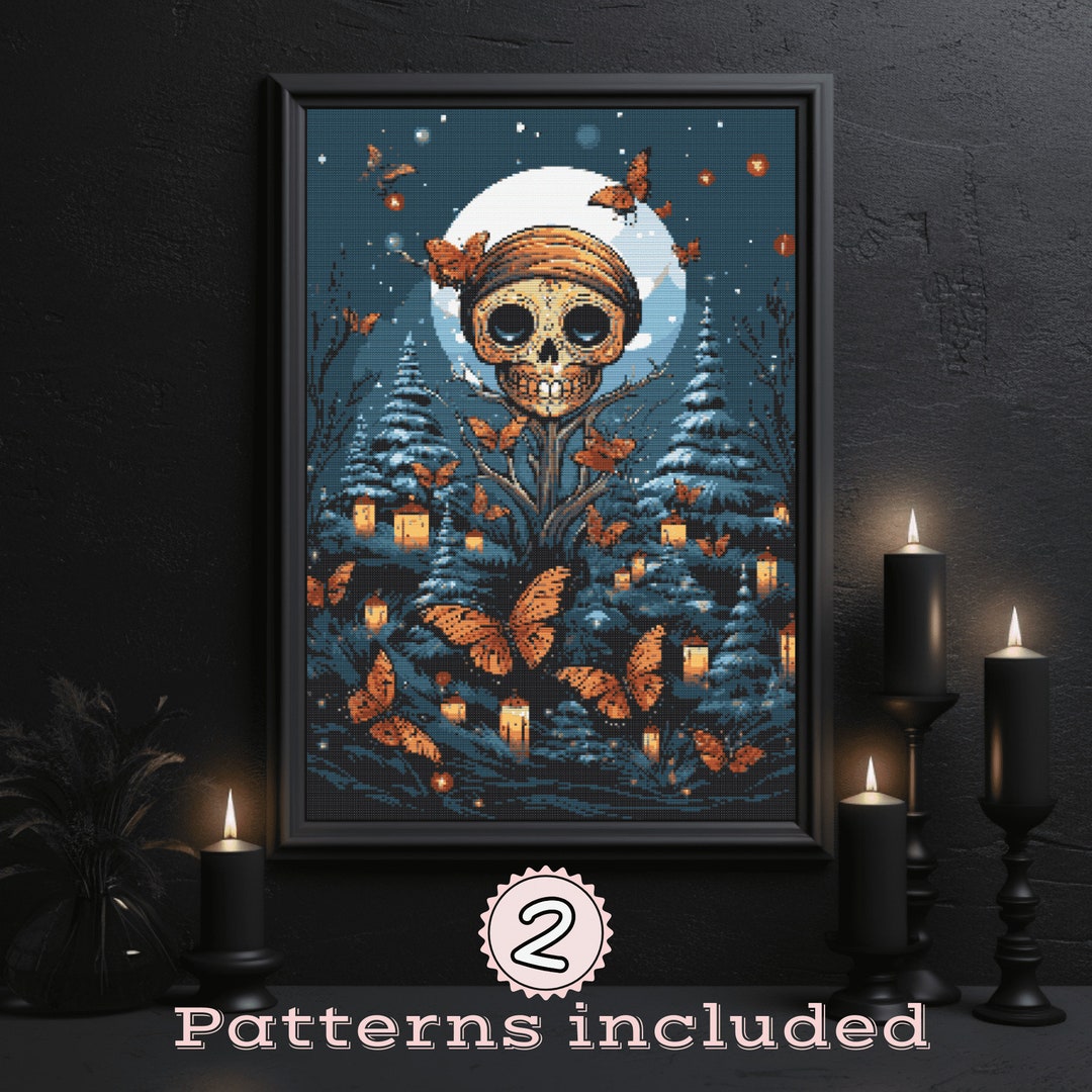 Skeleton Cross Stitch Skeleton Pattern Gothic Cross Stitch - Etsy