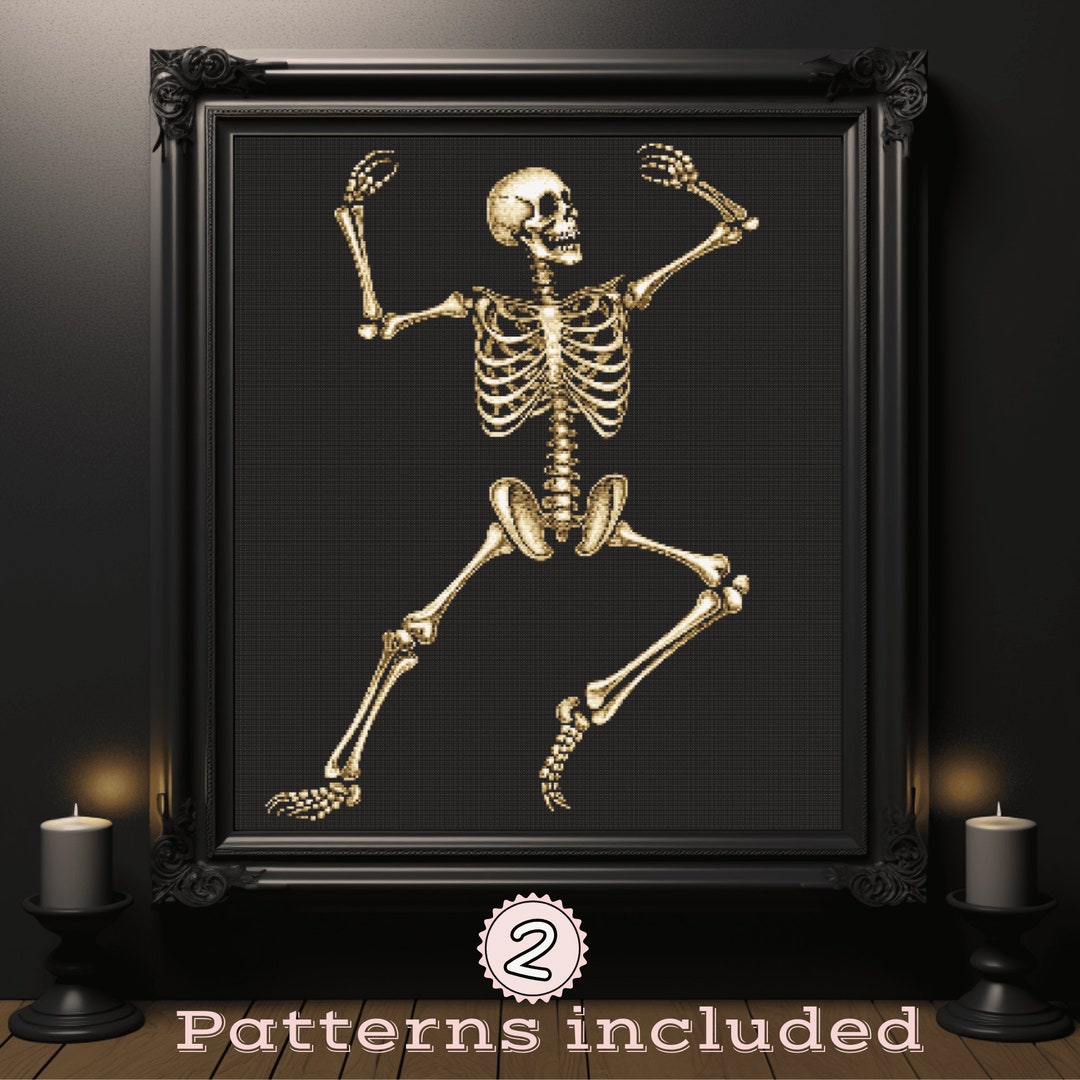 Skull Skeleton Cross Stitch Skeleton Pattern Gothic Cross - Etsy