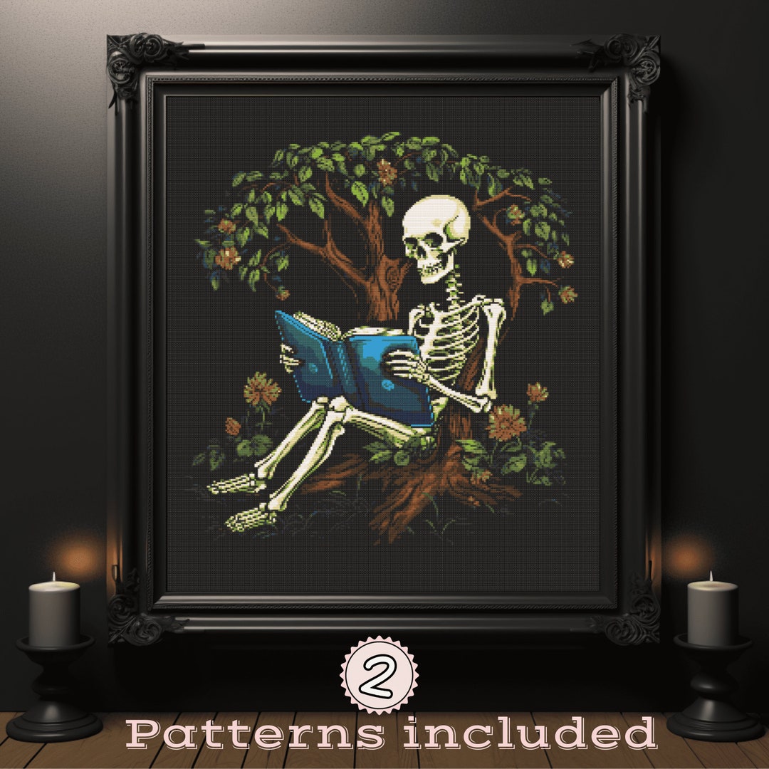Skeleton Cross Stitch Skeleton Pattern Gothic Cross Stitch - Etsy
