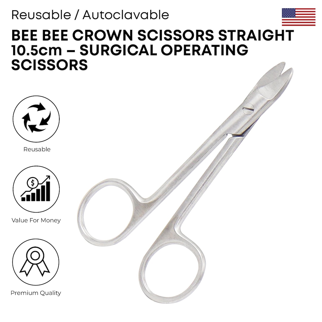 Bee Bee Crown Scissors 10.5cm Straight Blade Reusable Stainless Steel ...