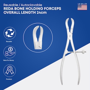 Bone Holding Forceps with Thread Fixation - 24 cm Premium Orthopedic surgical instruments