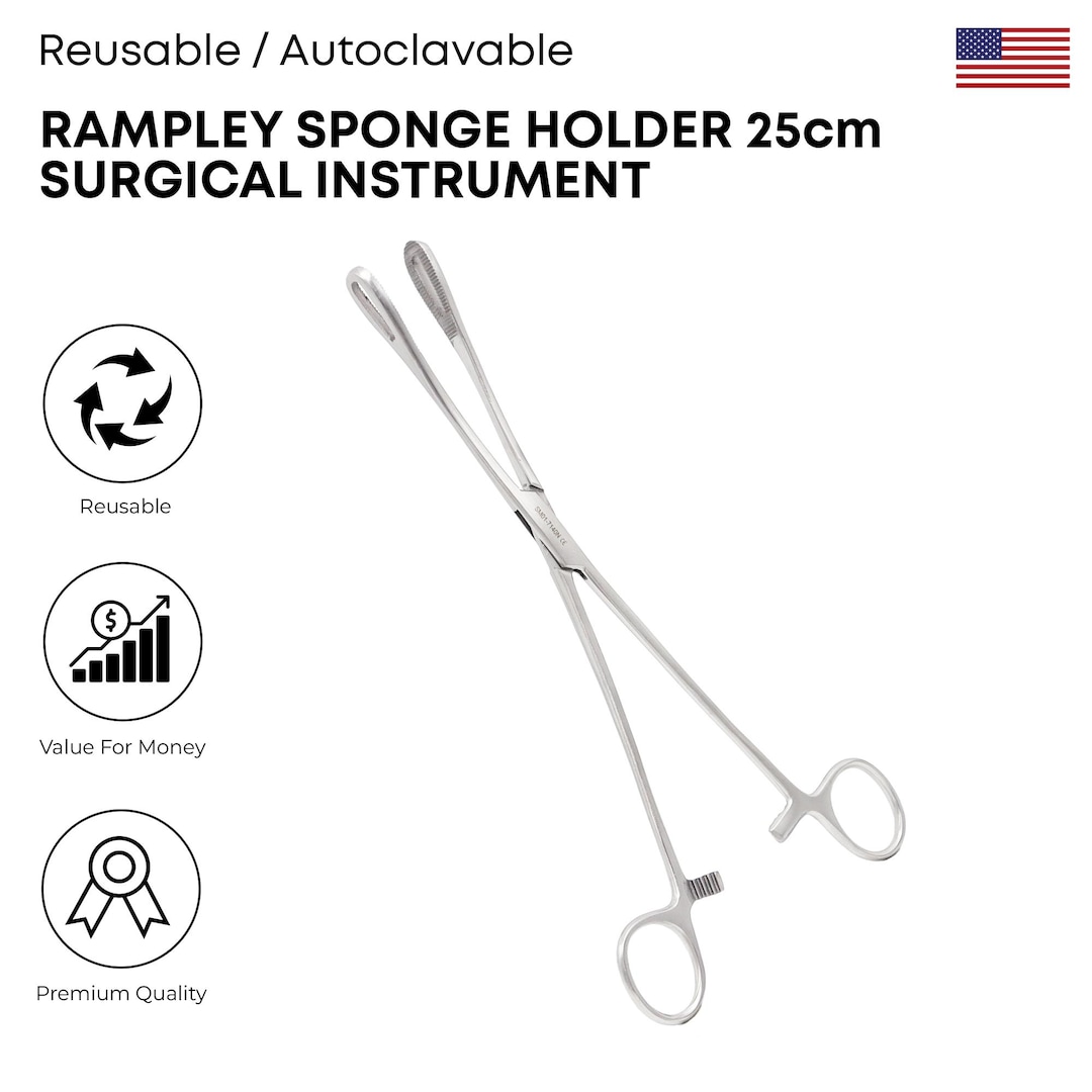 Rampley Sponge Holder 25cm Reusable Stainless Steel Surgical Sponge ...