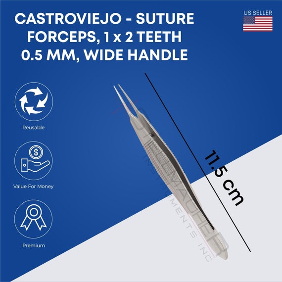 Castroviejo Nähzange 4, 0,5mm, 1x2 Zähne – Hautchirurgische Pinzette