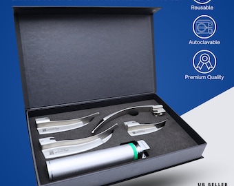 Laryngoscope Set Integrated Reusable Laryngoscope sets Fiber Optic Cold Light Guide Fiber Optic Set- US Seller