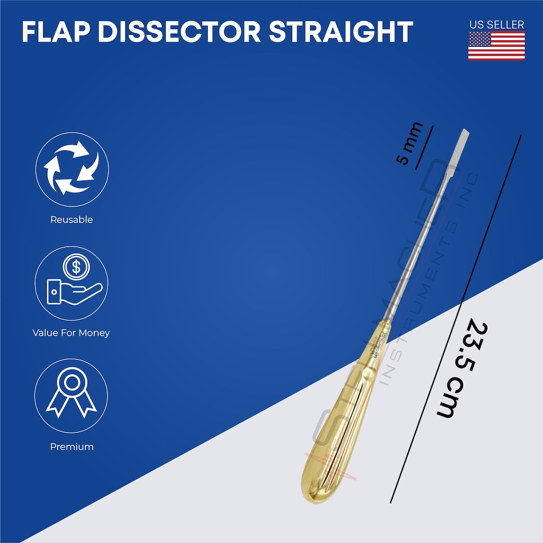 Flap Dissector Straight Handle Gold Dia 3 Mm X Length 23.5cm Plastic ...