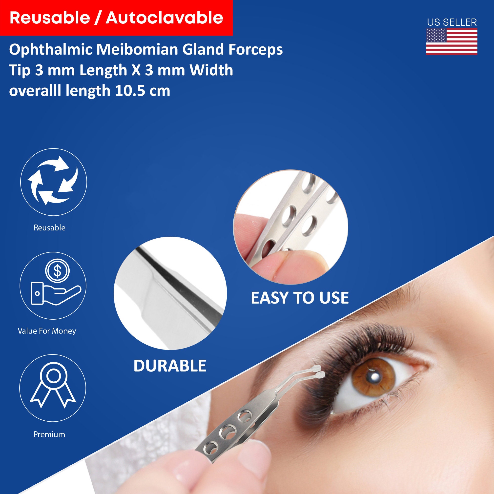 3 mm マイボーム腺エクスプレッサー ステンレススチール まぶたマッサージピンセット ドライアイ除去 霰粒腫除去 ものもらい治療 丸型チップ -  Etsy 日本