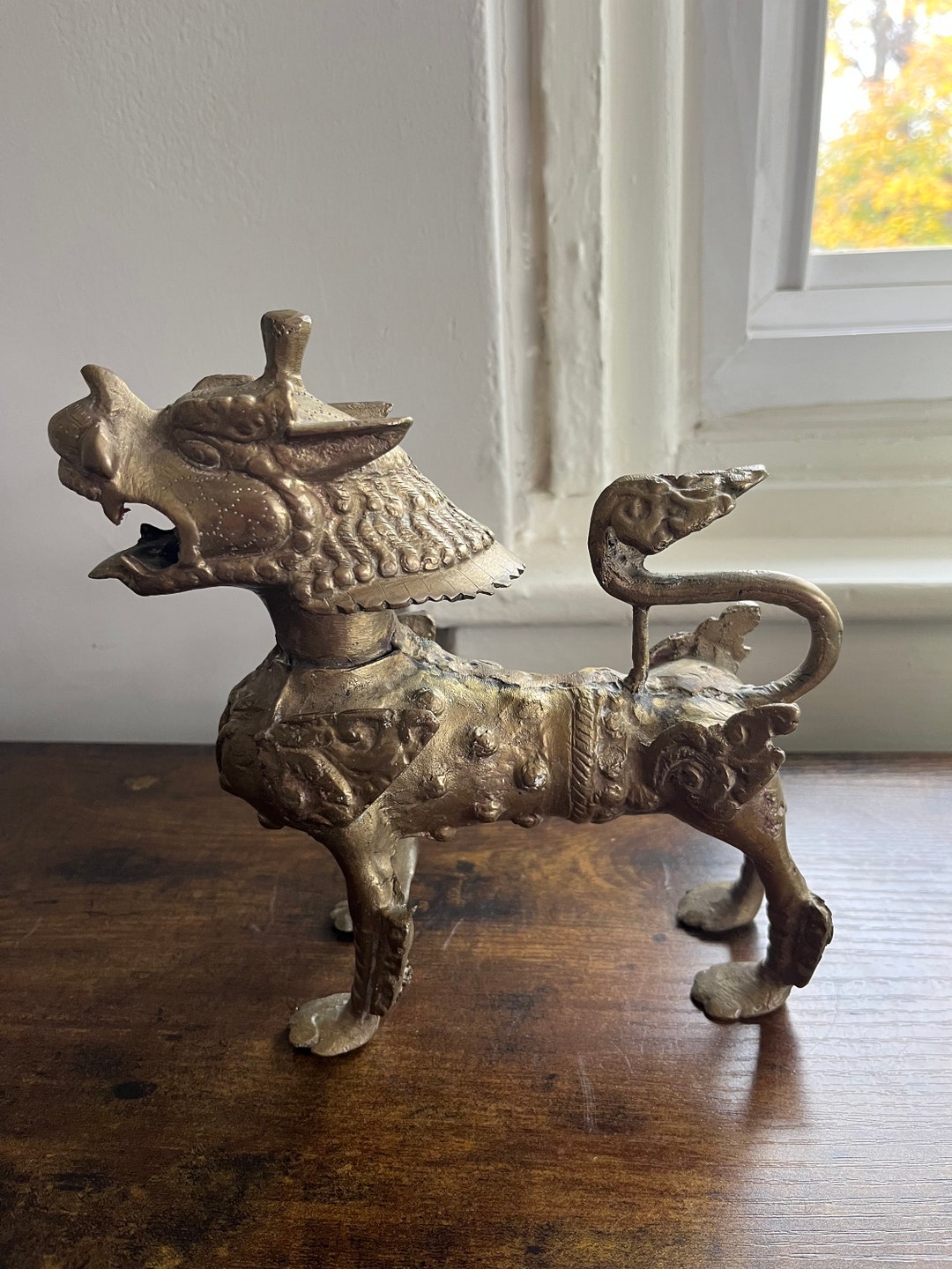 Vintage Brass Foo Dog Lion Temple Guardian Statue - Etsy