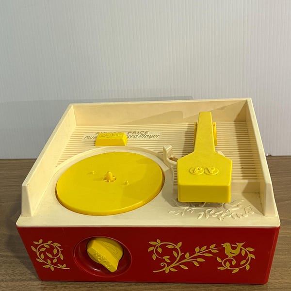 Vintage 70’s Classic Fisher-Price Music Box Record Player With 5 Record Working