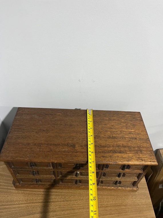 Vtg wooden jewelry chest/box with 7 compartments - image 4