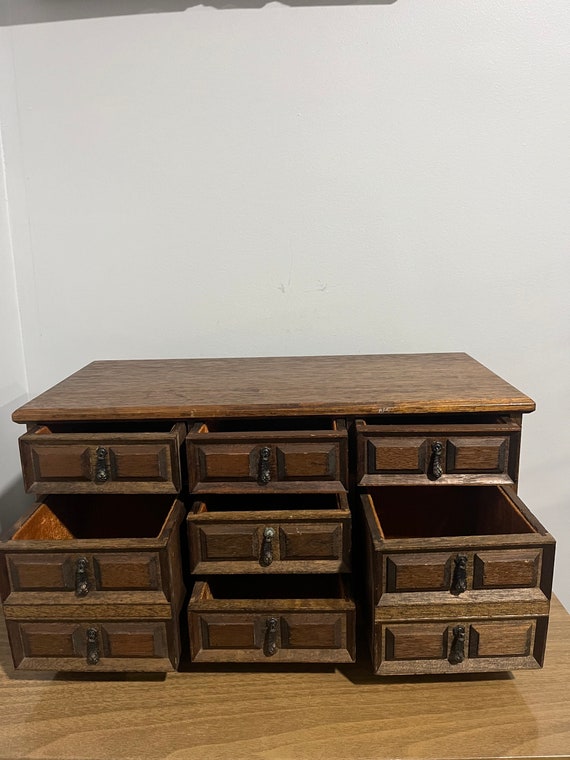 Vtg wooden jewelry chest/box with 7 compartments - image 8