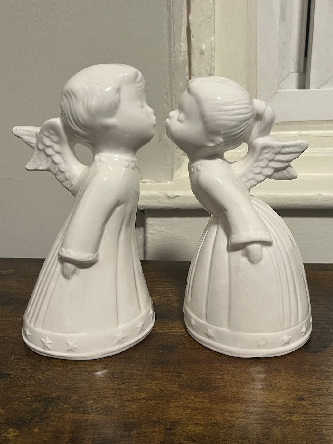 Vintage Boy and Girl Kissing Angels Figurines Etsy
