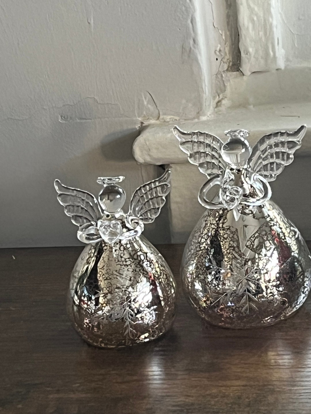 Pier One Glass Light up Angels Set of 2 Etsy