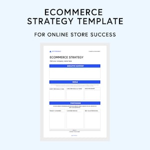 Mall för e-handelsstrategi - ifyllbar och utskrivbar strategi för entreprenörer på Shopify, Woocommerce, Bigcommerce, Magento, Wix etc.