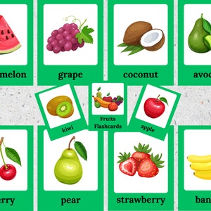 16 Fruits Cards, Fruits Flashcards, Printable Real Pictures Flashcards ...