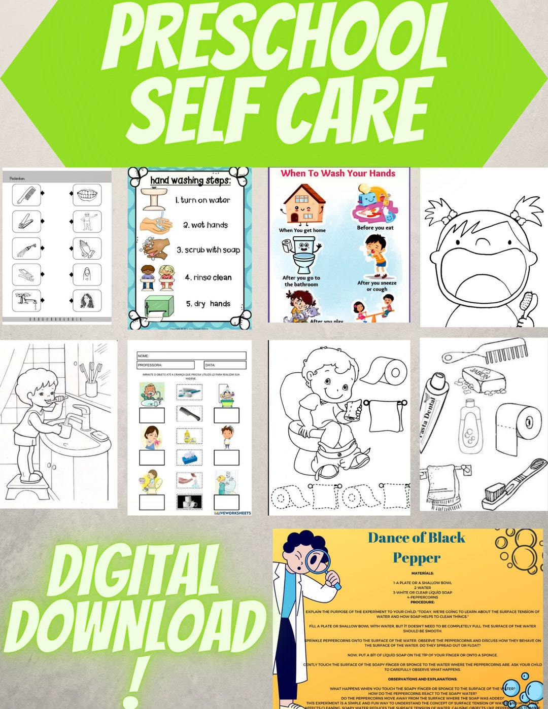 Preschool Self Care Activity Worksheets Etsy