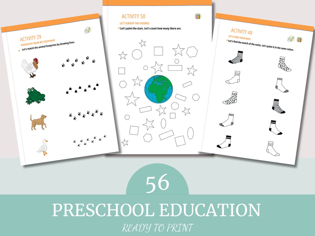 Fun Preschool Activity Pages Pack,creative Preschool Activity Book for ...