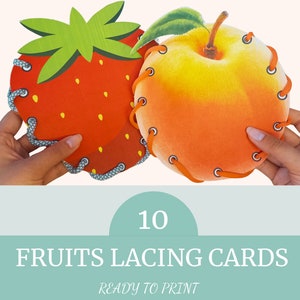 Fruit Lacing Cards: Montessori Fine Motor Tying Toy (PDF)