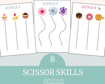 Scissor Skills Practice: Preschool Cutting Worksheets (Digital PDF)