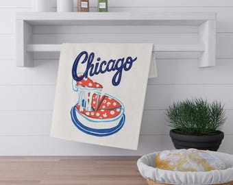Chicago Deep Dish Tea Towels, Windy City Kitchen Decor, Gift for Home Chefs, Housewarming Present, Chicago Lovers Hand Towel