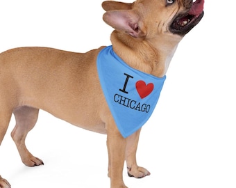 Chicago Pet Bandana, I Heart Chicago, Dog Bandana, Cat Bandana, Sports Team Pet Accessories, Chicago Gift, Pet Neckwear