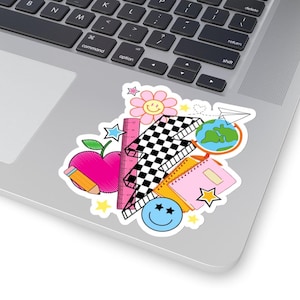 Karierter Schulanfang Blitz Aufkleber, Lehrer Aufkleber, Lehrer Aufkleber, Lehrer Laptop Aufkleber, Klassenzimmer Zubehör, Rock n Roll