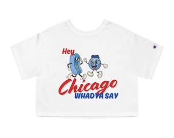 Hey Chicago Whadya Say camiseta recortada, camiseta de bebé de béisbol de Chicago, top Wrigley Pride, camisa Go Cubs, camiseta retro de los Cachorros de dibujos animados