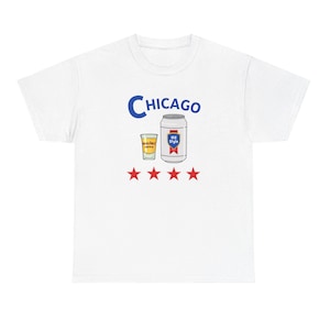 Chicago Handshake Unisex Tee - Funny Shirt with Malort and Old Style Beer Graphic, Chicago Fan Gift, Unisex Cotton T-Shirt, Chicago