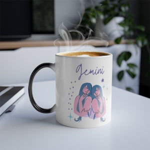 Gemini Zodiac Color Morphing Becher, Zwilling Astrologie Kaffeetasse, Mondzeichen Astrologie Geschenk