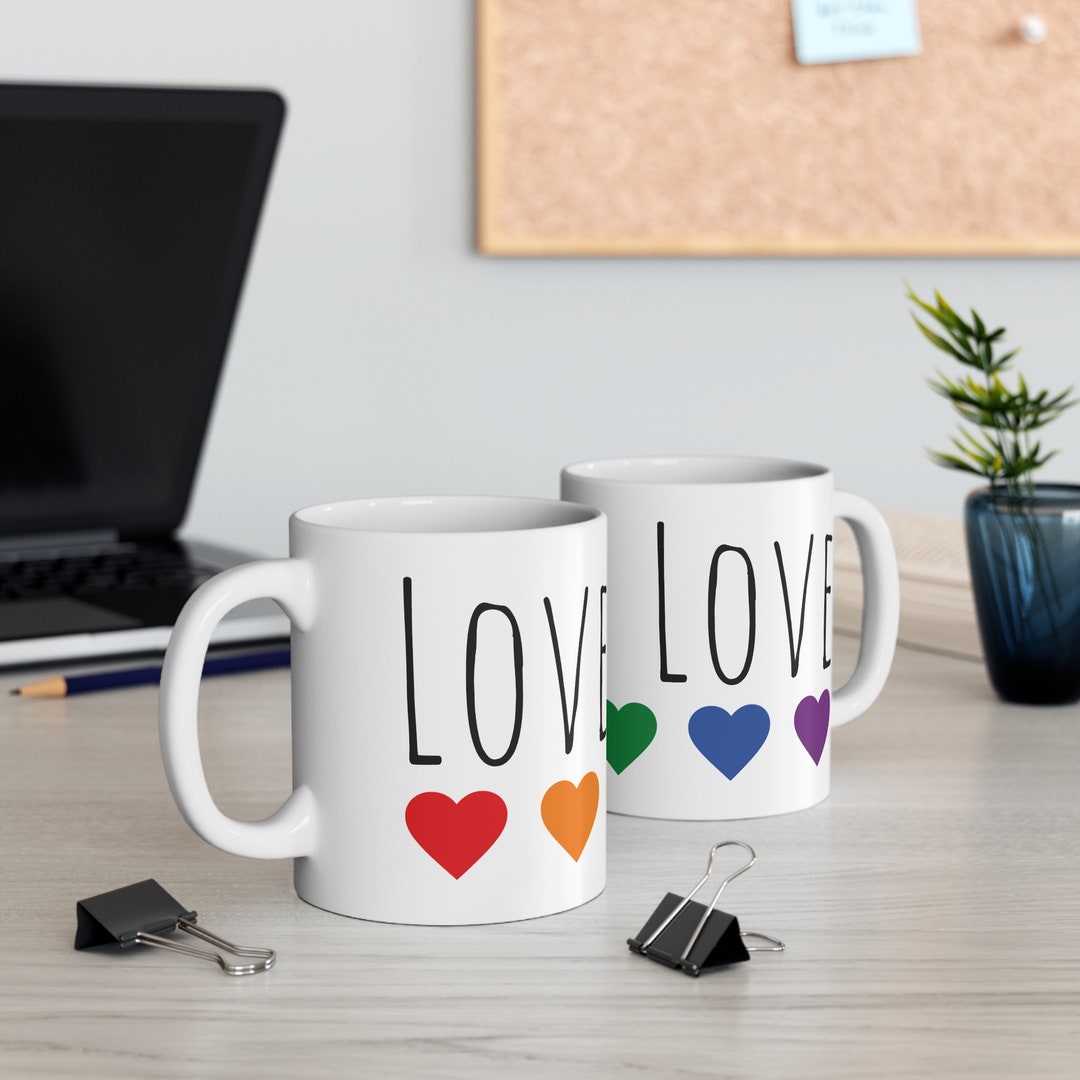 Love is Love Rainbow Heart Mug, PRIDE Month Coffee Cup, LGBTQ+ Pride ...
