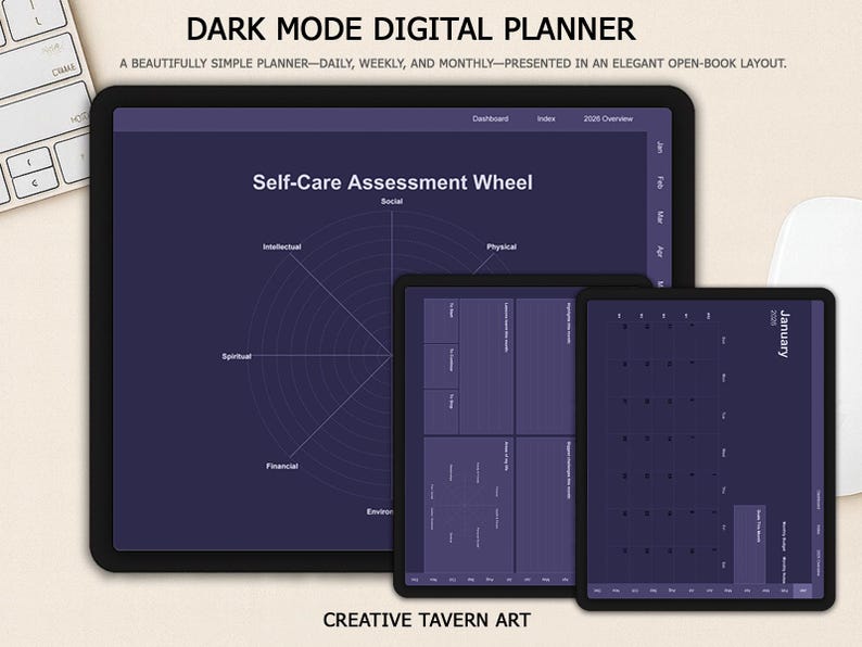 2026 ADHD Digital Planner Dark Mode | Goodnotes iPad Journal - Etsy