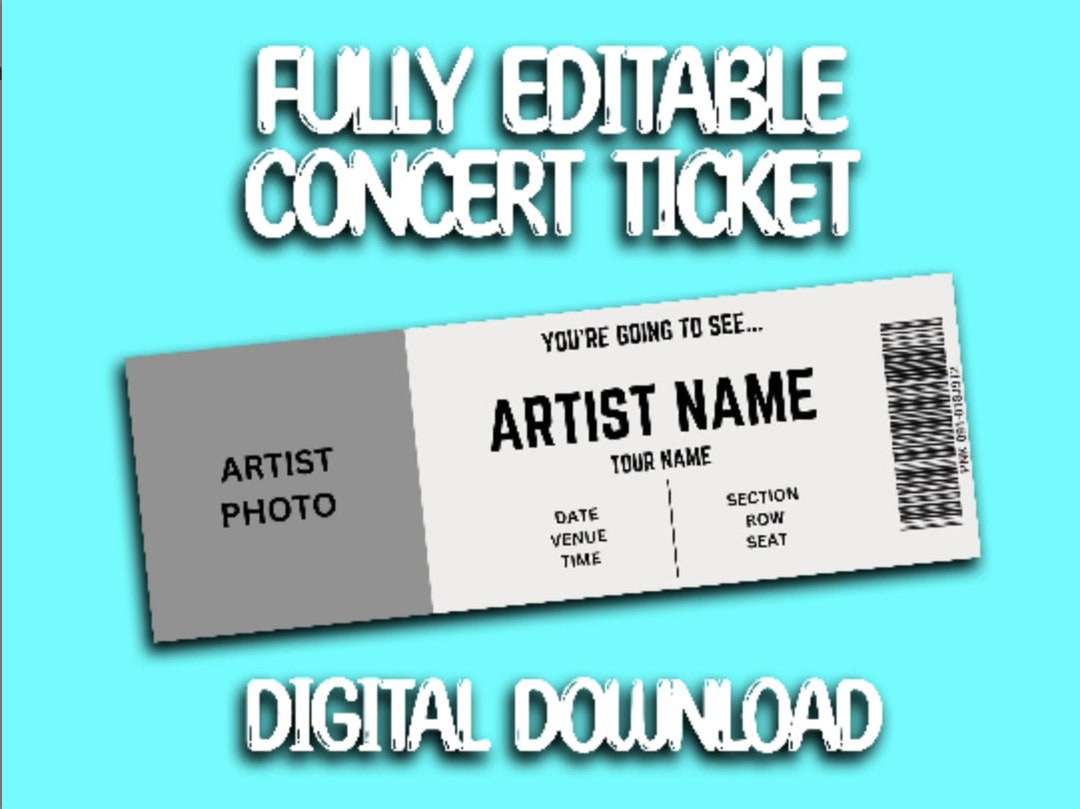 Customizable Concert Ticket With Photo Fake Ticket for Memories and ...