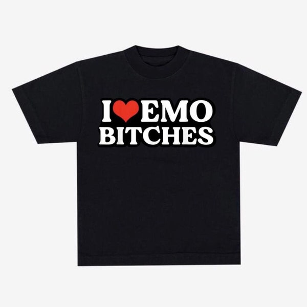 I HEART EMO bitches, emo shirt, emo shirts, I heart emo, I heart shirts, grunge, edgy shirts, emo shirts, satire, funny men t-shirts,