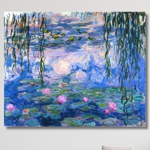 Claude Monet Water Lilies Nympheas (1919) Ready to Hang Canvas Wall Art Gallery Wrapped or Framed Giclee Wall Art Print Digitally Remastered