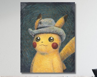 ★ポケモンカード　ピカチュウ　ゴッホ　星月夜　アート Pikachu with The Starry Night Van Gogh Inspired - Perfect Gift for