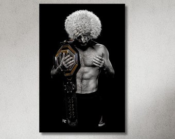 Lienzo de Khabib Nurmagomedov para pared, póster de Khabib Nurmagomedov, marco de arte de pared de UFC, MMA / impresión artística de Khabib Nurmagomedov, listo para colgar