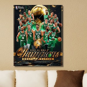 2023 - 2024 Campioni Boston Celtics Pronto per appendere tela arte murale, Jaylen Brown Poster, Jayson Tatum Poster, arte murale basket