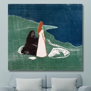 Edvard Munch Two Women on the Shore (1898) Canvas Art,Edvard Munch Print,Edvard Munch Wall Art,Reproduction Canvas,Munch Exhibition Print