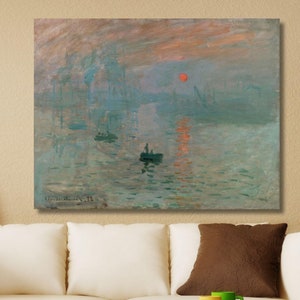 Claude Monet Impression Sunrise (1872) Canvas Wall Art Gallery Wrapped or Framed Giclee Wall Art Print Digitally Remastered