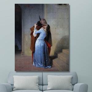 Francesco Hayez - El Beso (The Kiss) 1859 Canvas Art,Reproduction Canvas Home Decor, Famous Painting, Francesco Hayez Canvas, Famous Artwork