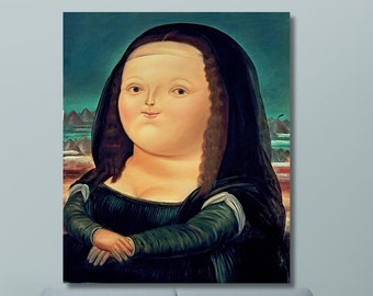 LABORATORIO 102 Tableau Sur Toile Fernando Botero La Gioconda Mona Lisa 1978 (30x40 Cm) - Impression Artistique Avec Cadre Bois Sapin Prêt à Accrocher