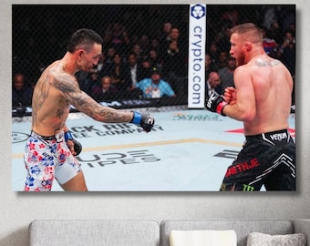 Max Holloway KO of Justin Gaethje UFC Ready to Hang Wall Art, Max Holloway Canvas ,  Gym Wall Decor, Max Holloway Poster ,Fitness Wall Art