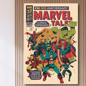 Avengers Vintage Poster,Avengers Superheroes Canvas Wall Art,Avengers Poster,Marvel Poster,Spiderman Poster,Vintage Poster,Comic Book Poster