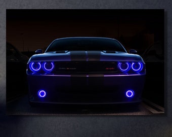 Dodge Challenger SRT Hellcat Ready to Hang Canvas Wall Art, Challenger Poster, Supercar Wall Art, Luxury Car Wall Art, Sport Car Wall Art