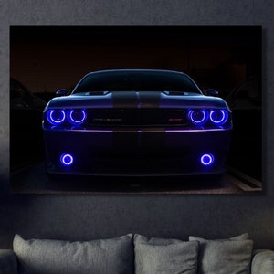 Dodge Challenger SRT Hellcat Ready to Hang Canvas Wall Art, Challenger Poster, Supercar Wall Art, Luxury Car Wall Art, Sport Car Wall Art