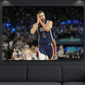 Lienzo decorativo de Stephen Curry listo para colgar, póster de Buzzer Beater, arte de pared extragrande, póster de Stephen Curry, regalo para fanáticos del baloncesto