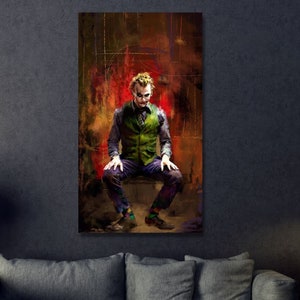 Joker Oil Painting Ready To Hang Canvas Wall Art / Poster Extra Large Wall Art Luxury Wall Art Gangster Wall Decor Comic Poster Movie Poster